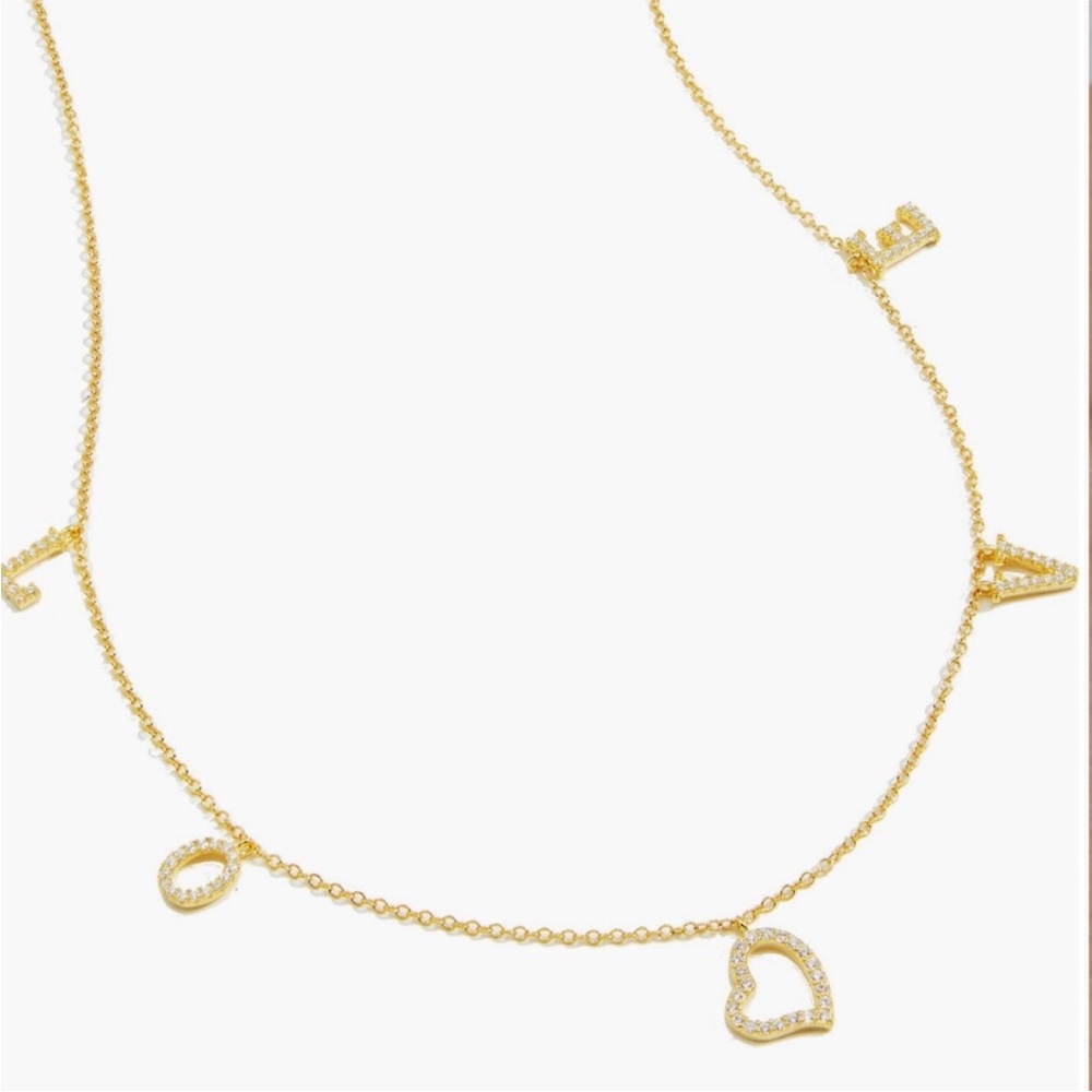 NEW! Savvy Cie Jewels Pavé CZ Love Charm Necklace